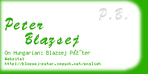 peter blazsej business card